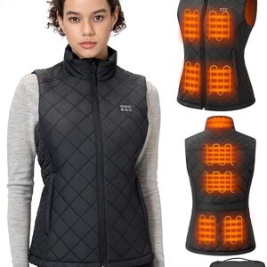 Sevdiea Never Worn Women's Heated Quilted Vest - Black/ with Charger